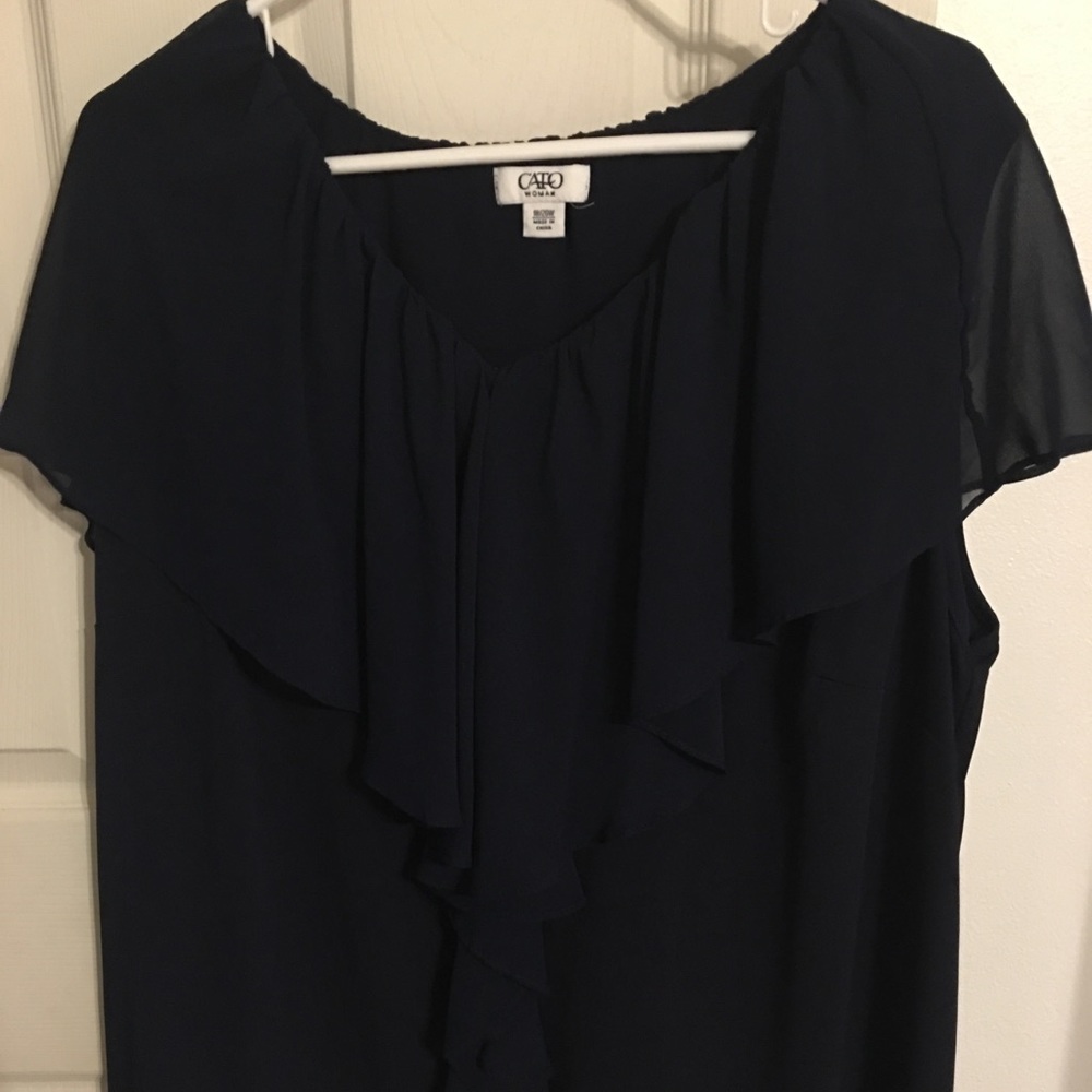 💋BEAUTIFUL GUC NAVY BLUE SILKY DRESSY BLOUSE 💋